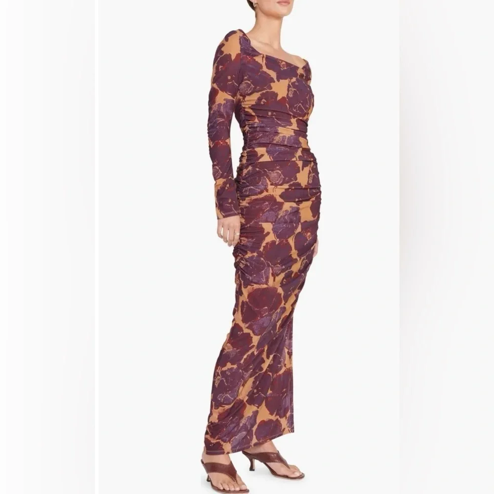 STAUD Solana Floral Maxi Dress Dried Pressed Flowers S Long Sleev Wedding Guest - Picture 3 of 16